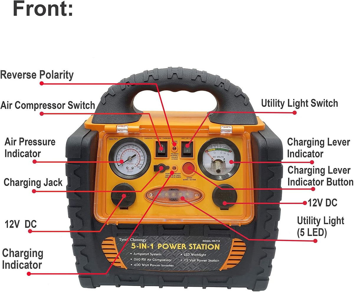Portable Car Jump Starter 1400 Amp Power Station with AC Outlets 400W Q3441