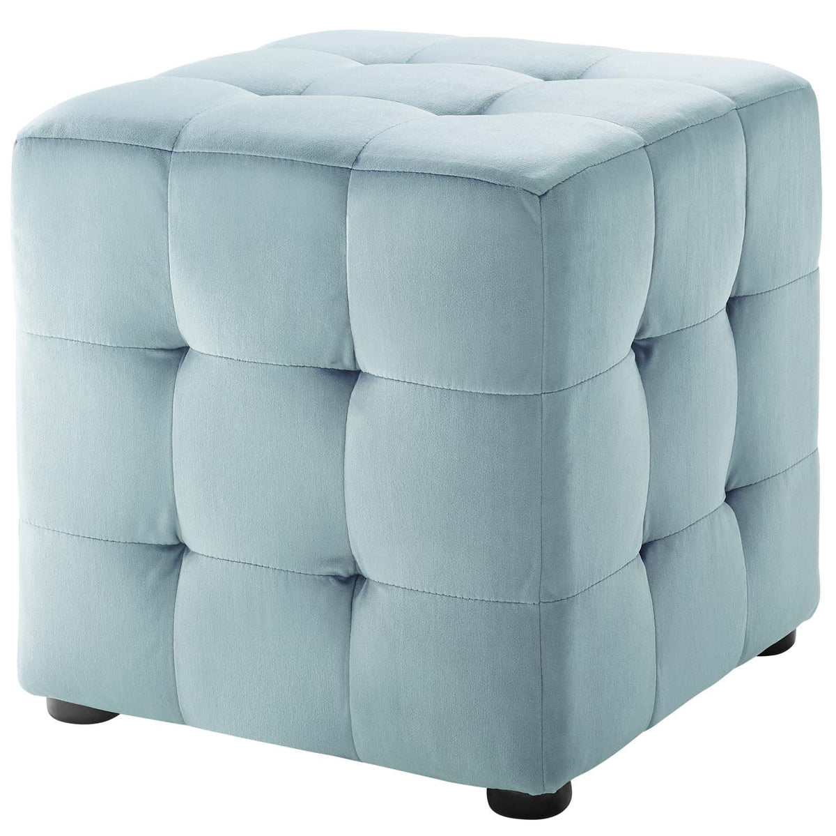 Light Blue Velvet Accent Chair Ottoman E9999