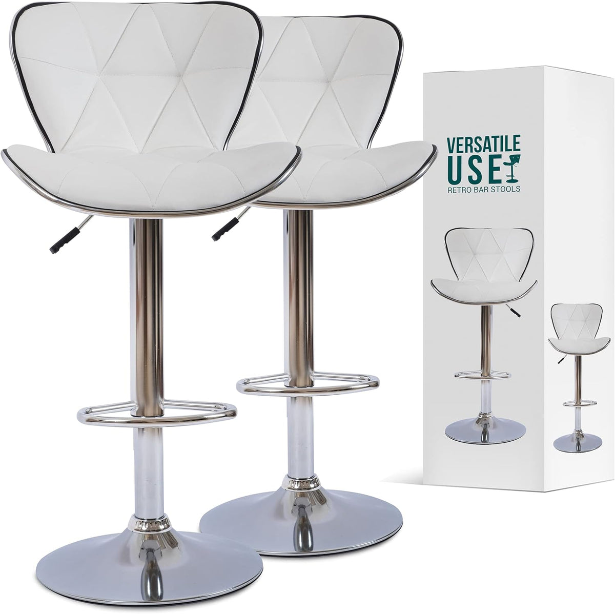 Adjustable Bar Stools Set of 2 White P531