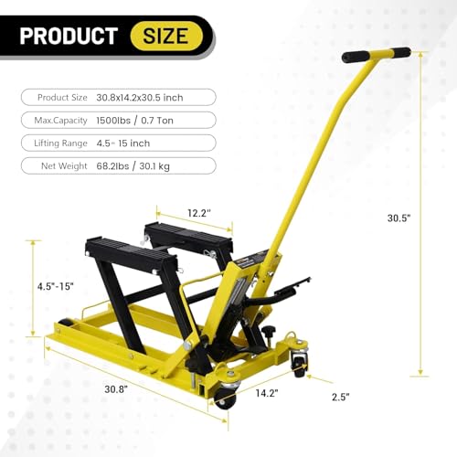 1500LBS Hydraulic Motorcycle Lift Jack with 4 Wheels W4780