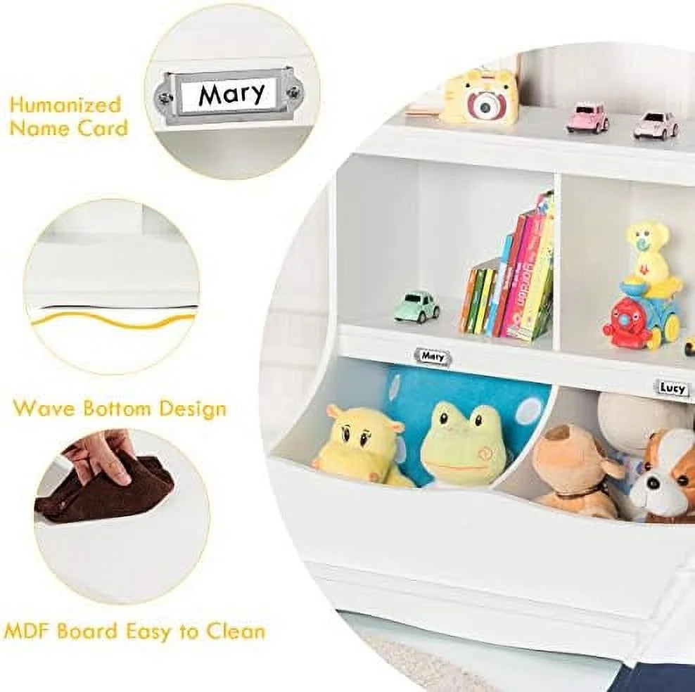 White Wooden 4-Cubby Bookcase and Toy Box I12002
