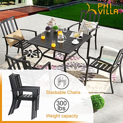 Black Set of 2 Metal Patio Dining Chairs C1040