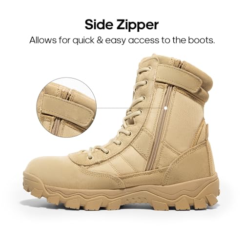 Men's Tactical Work Boots Side Zipper 8 Inches F44347