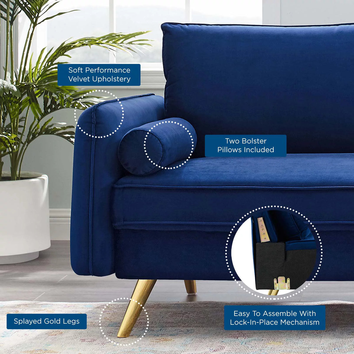 Blue Velvet Sofa O49392