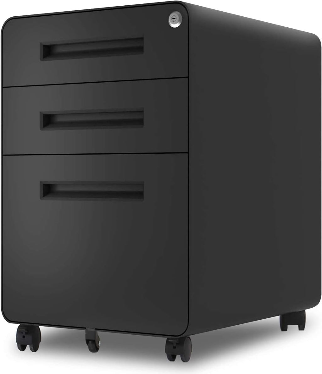 3 Drawer Black Metal File Cabinet with Lock T316