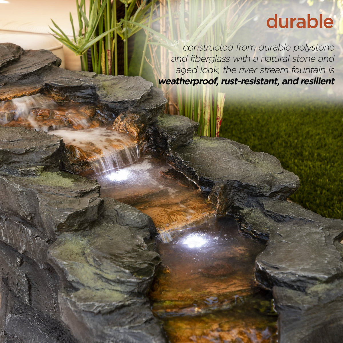76" Outdoor Tiering Water Fountain with LED Lights Z683508