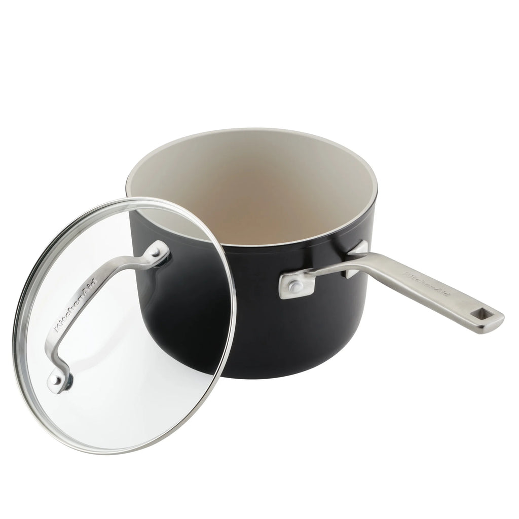 Hard Anodized Ceramic Nonstick Sauce Pan with Lid, 3qt, Matte Black I2808