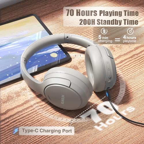 Hybrid Active Noise Cancelling Wireless Over Ear Bluetooth Headphones with Microphone N544054