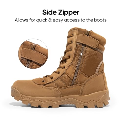 Men's Tactical Work Boots Side Zipper 8 Inches F44347