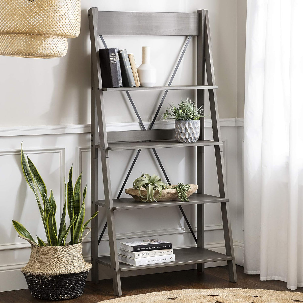 Brown 4 Shelves Wood Bookcase J75788