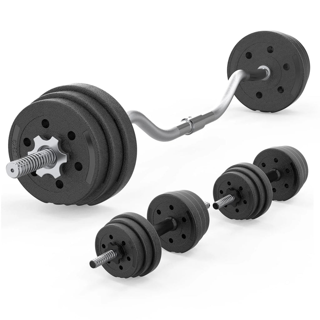 66LB 2 in 1 Adjustable Dumbbell Set with Connecting Rod Black Z82243