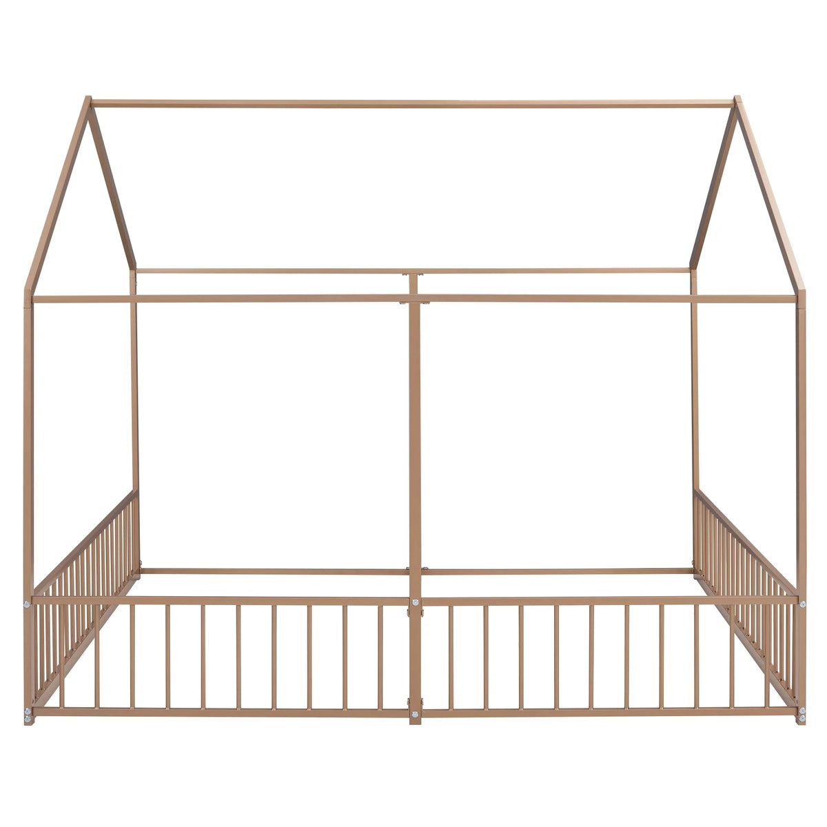 Twin Size Metal House Bed with Guardrails C397