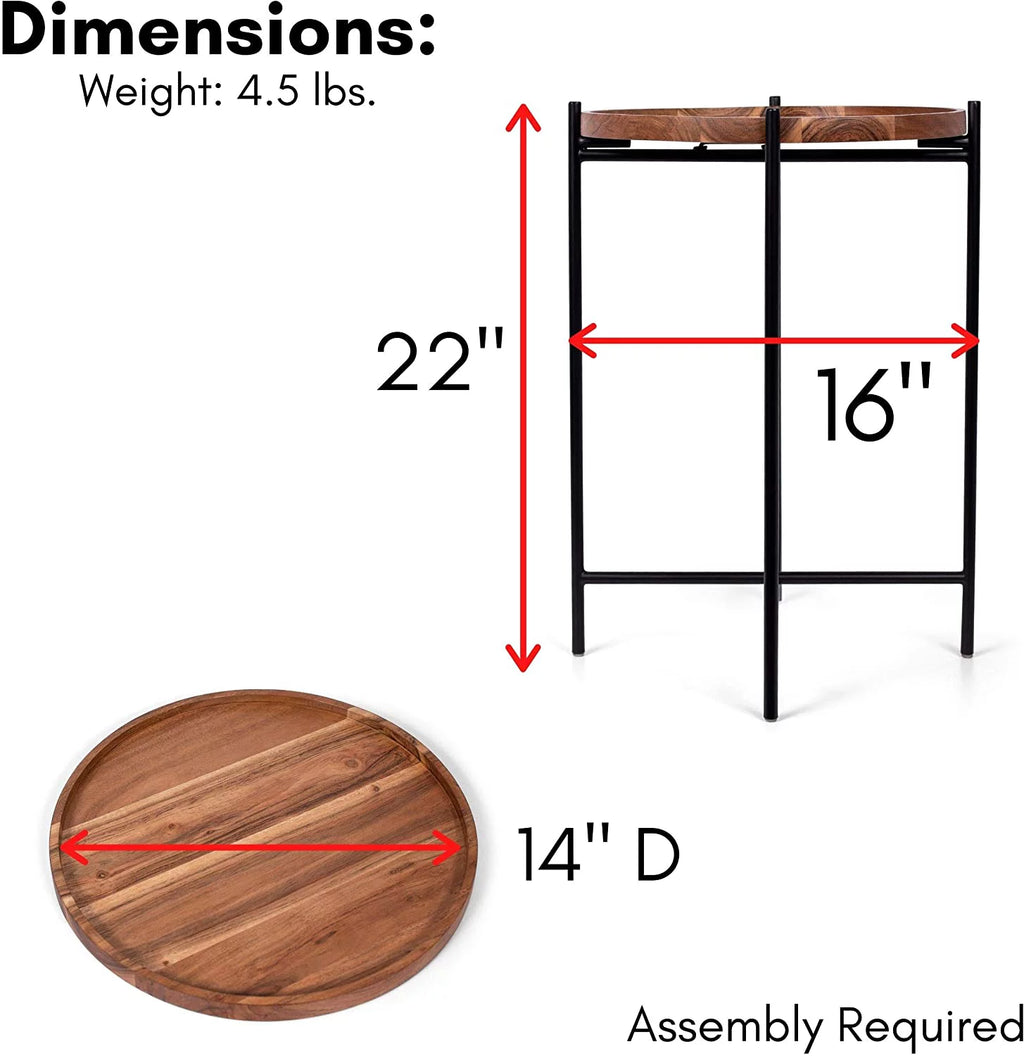 Folding Side Table with Removable Wood Tray D604128
