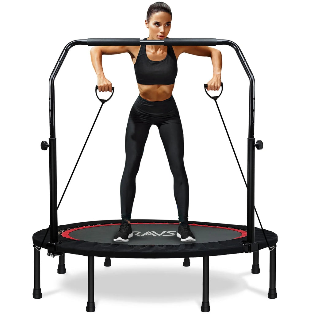 48'' Black Foldable Mini Fitness Trampoline with Handle O78415