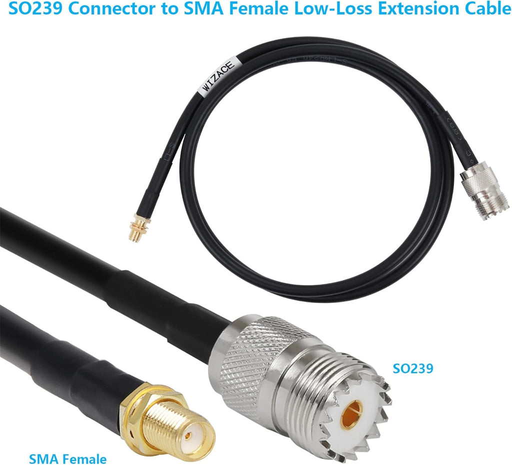 36 ft SMA Female to SO239 Extension Cable, Pure Copper Low-Loss Coaxial Cables 50 Ohm Pack of 2 O214
