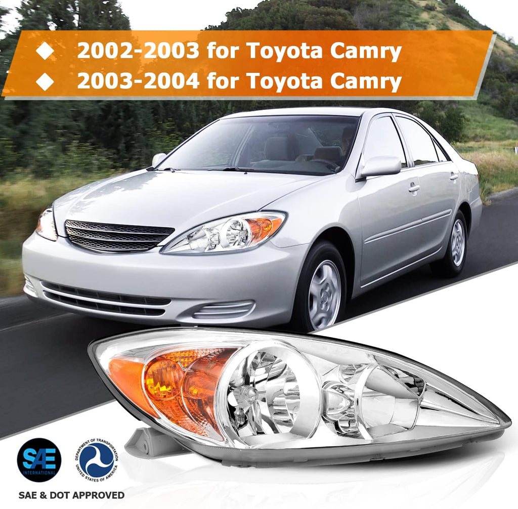 Chrome Housing Amber Reflector Clear Lens Headlight Assembly N81629