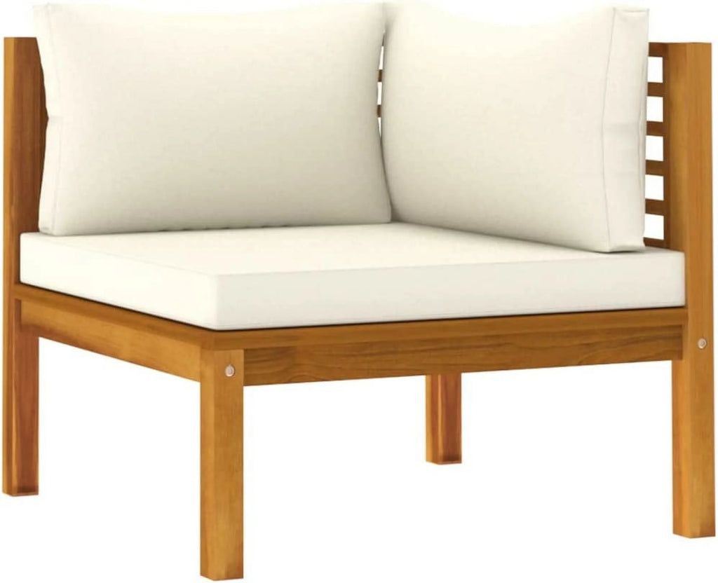 Patio Chairs with Tea Table and Cushions Solid Acacia Wood A686182