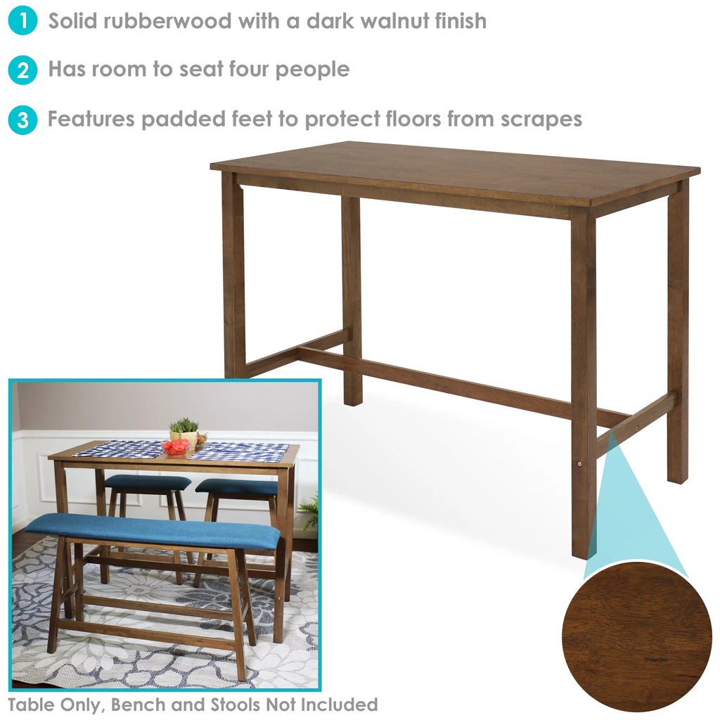Counter-Height Wooden Dining Table Weathered Oak Finish J677