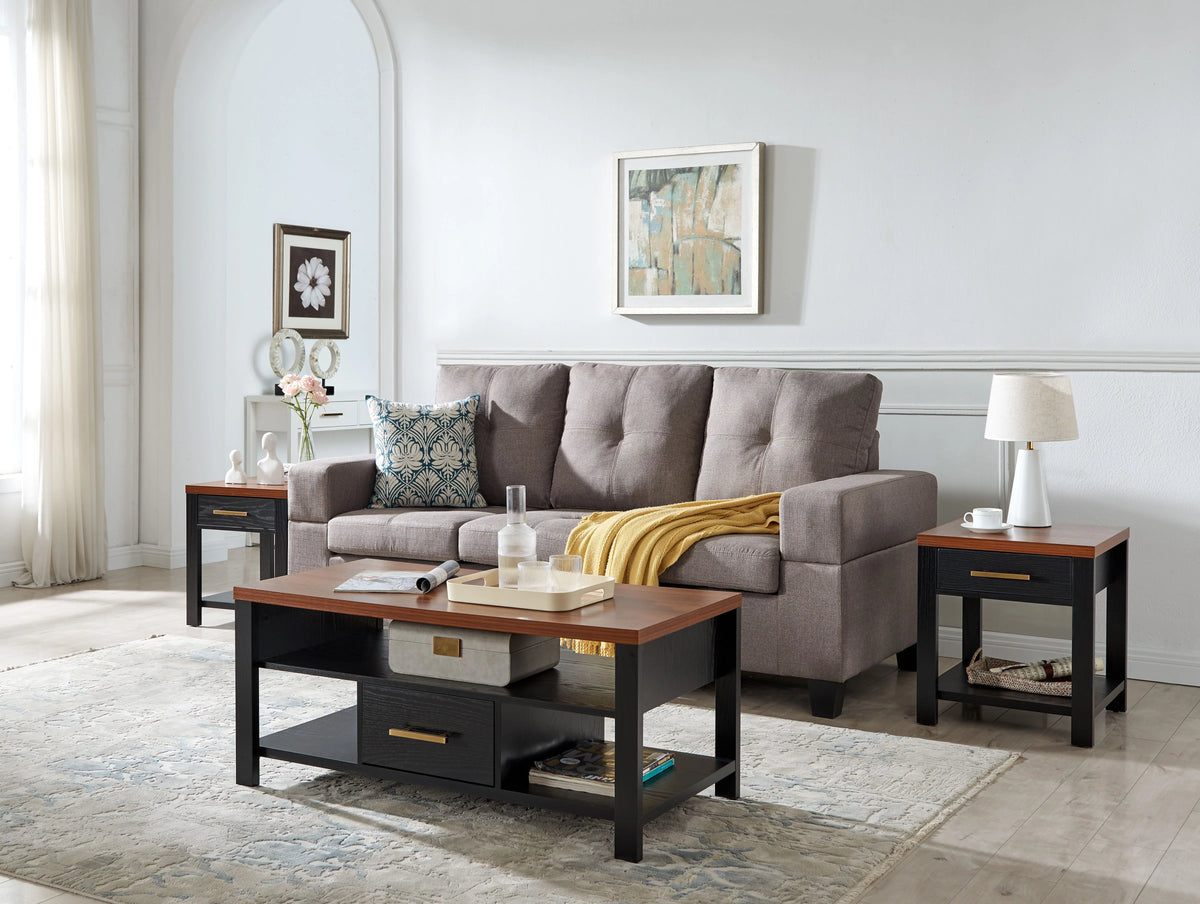 3 Piece Coffee Table Set with Drawers & Open Shelves D8676