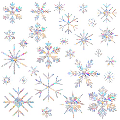 Window Clings, Non Adhesive Prismatic Rainbow Snowflake (28pcs) T8216