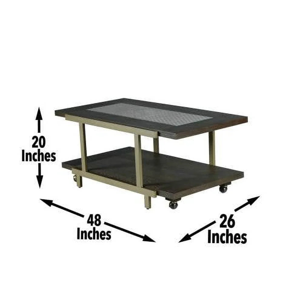 Rustic Industrial Cocktail Table with Wood Tabletop and Iron Frame P834