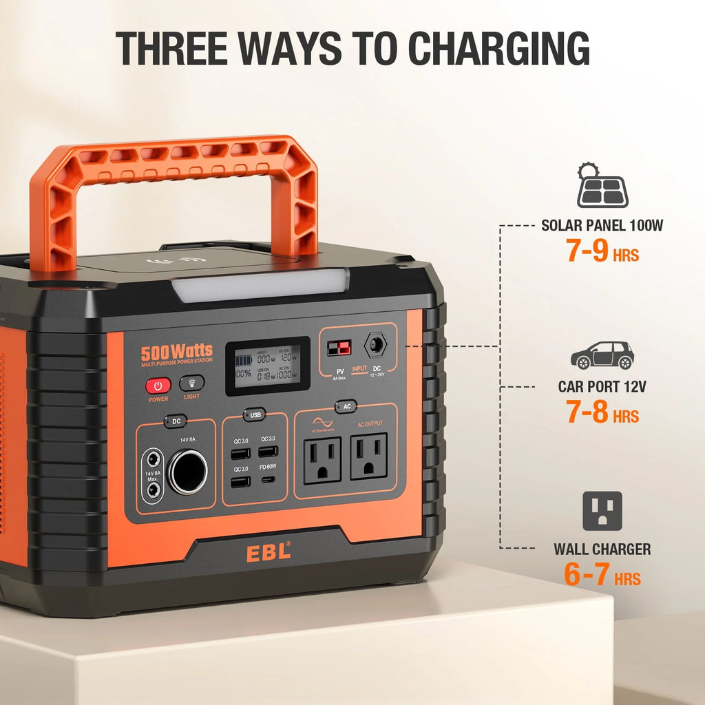 500W Portable Solar Generator Lithium Battery Backup G683998