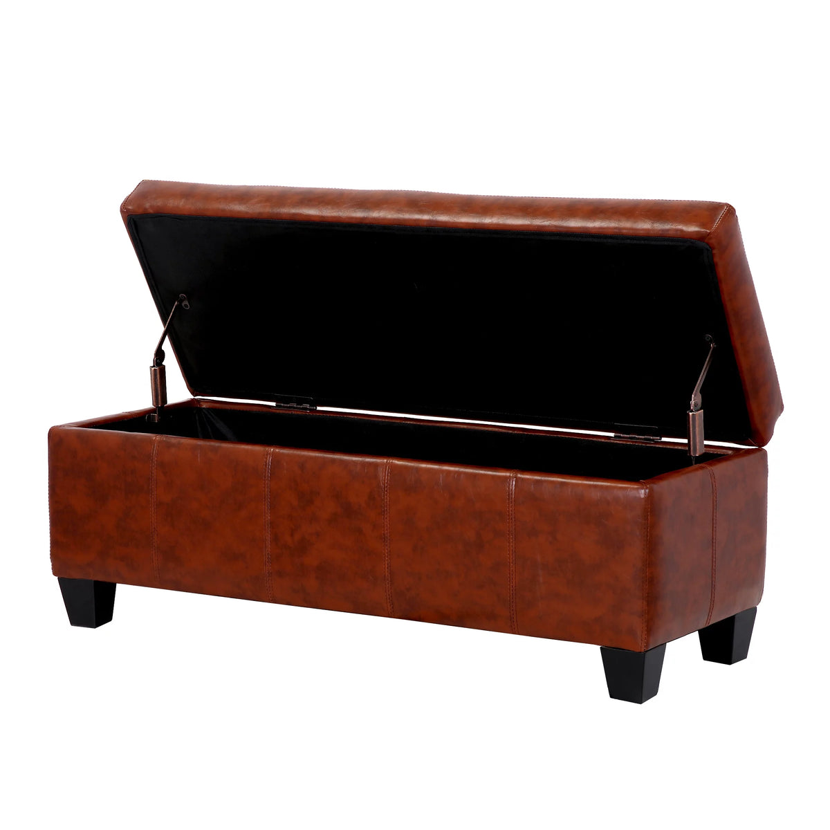 Brown Faux Leather Storage Ottoman Bench E409