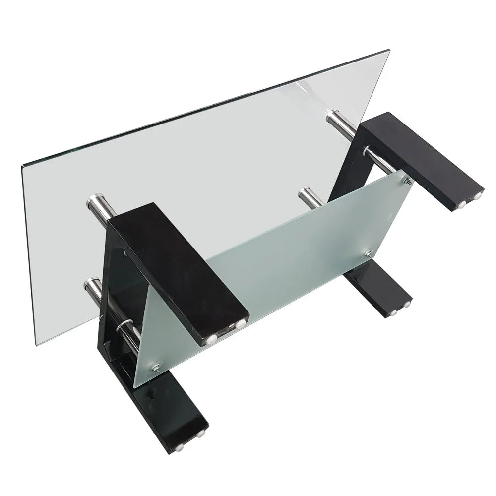 Black Rectangular Glass Top Coffee Table G488