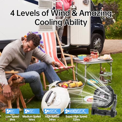 Portable Rechargeable Camping Fan with LED Lantern V6062