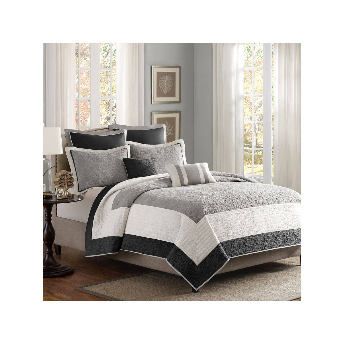 Black 7 Piece Coverlet Set King Cal King O843946