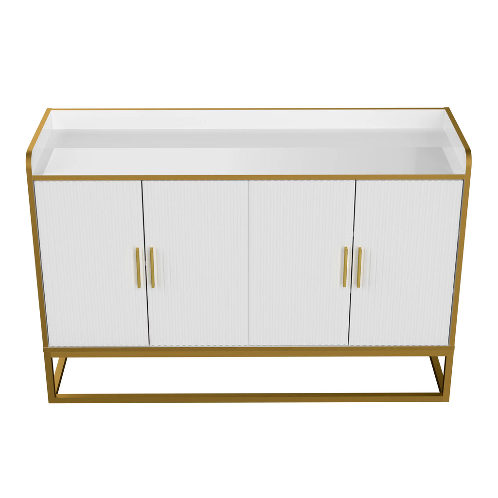White Gloss Storage Cabinet with Metal Legs M3659