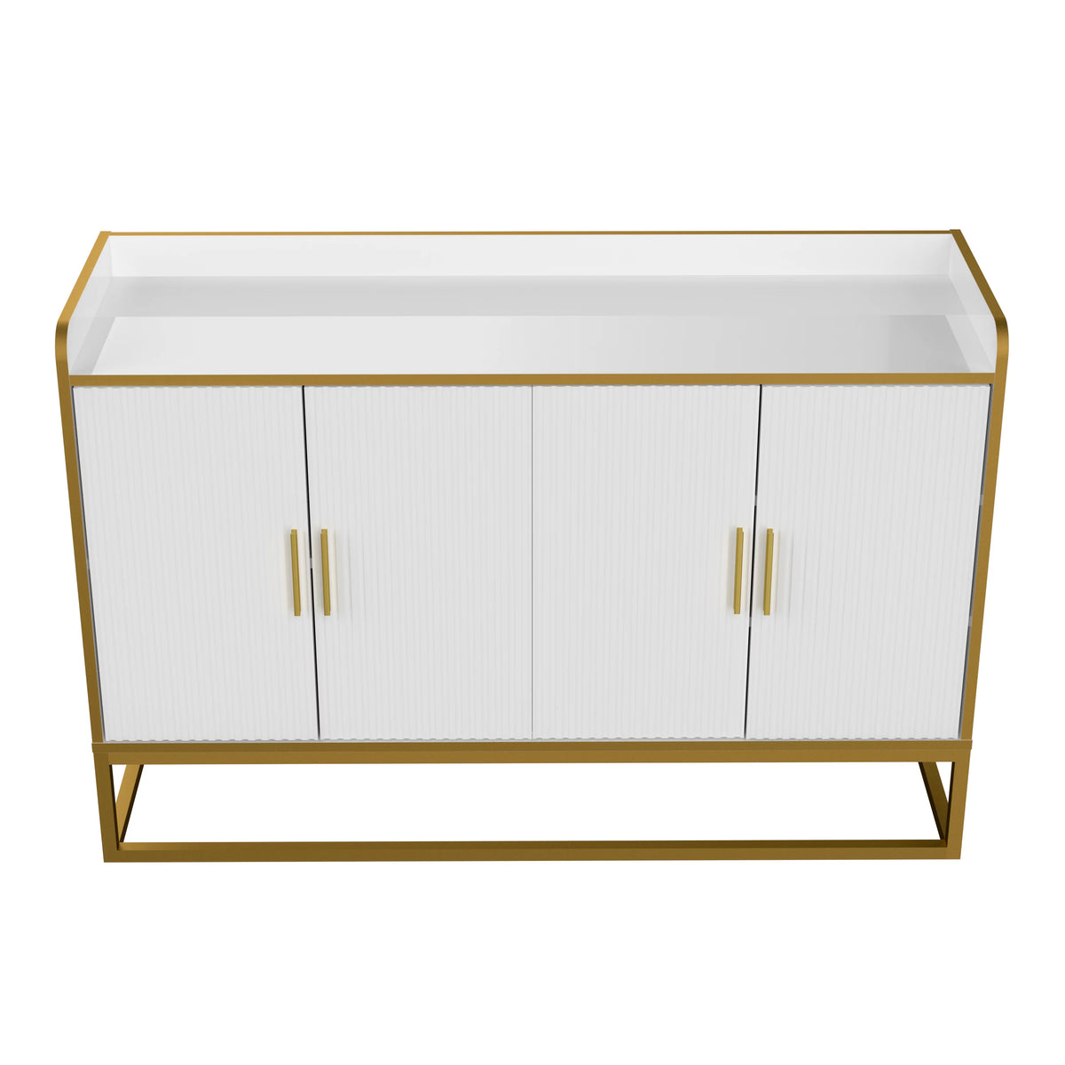 White Gloss Storage Cabinet with Metal Legs M3659