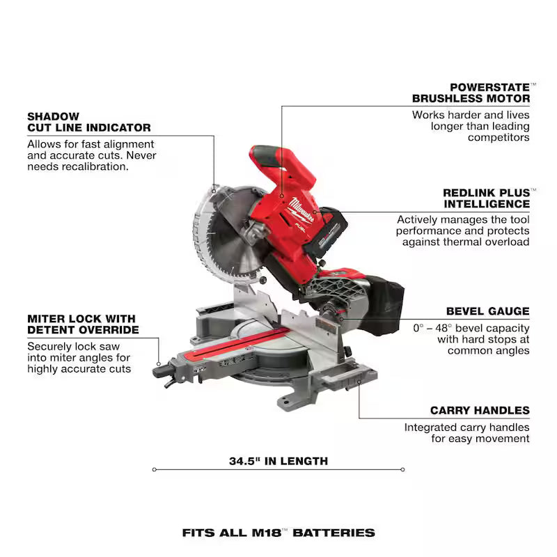 18V Cordless Dual Bevel Sliding Compound Miter Saw Kit with 8.0 Ah Battery Z297