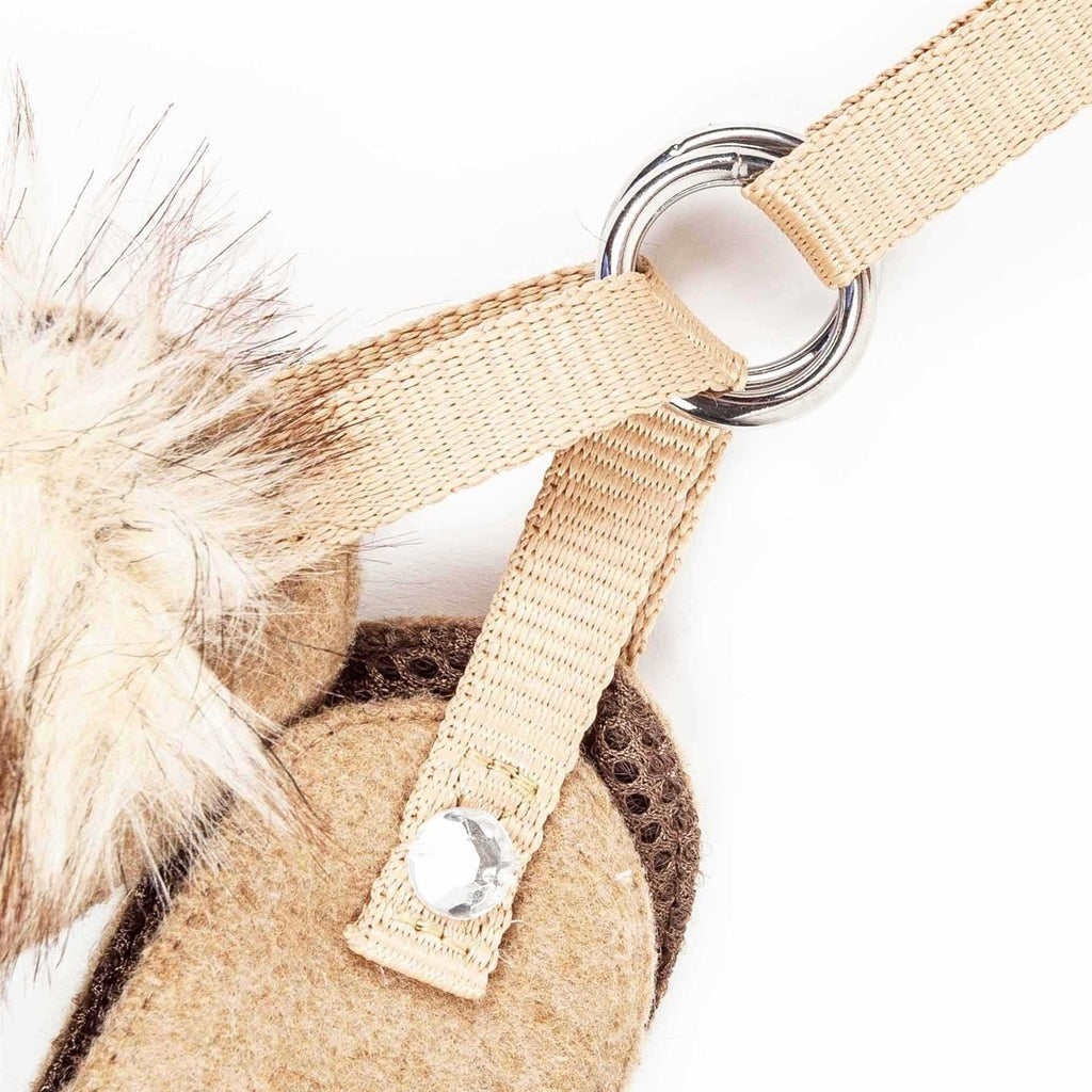 Adjustable Mesh Dog Harness-Leash with Removable Fur Collar E496