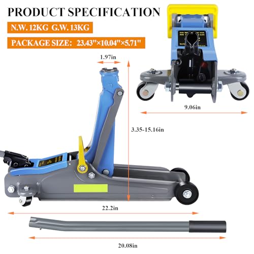 2.5 Ton Hydraulic Floor Jack with Portable Handle and Reflective Tape O87238