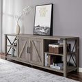 68 TV Stand Wood Metal TV Console with Storage Cabinets and Shelves G920532