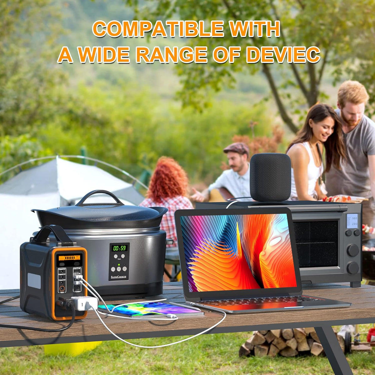 Portable Power Station, 240Wh LiFePO4 Battery, 200W Pure Sine Wave AC Outlet X64229