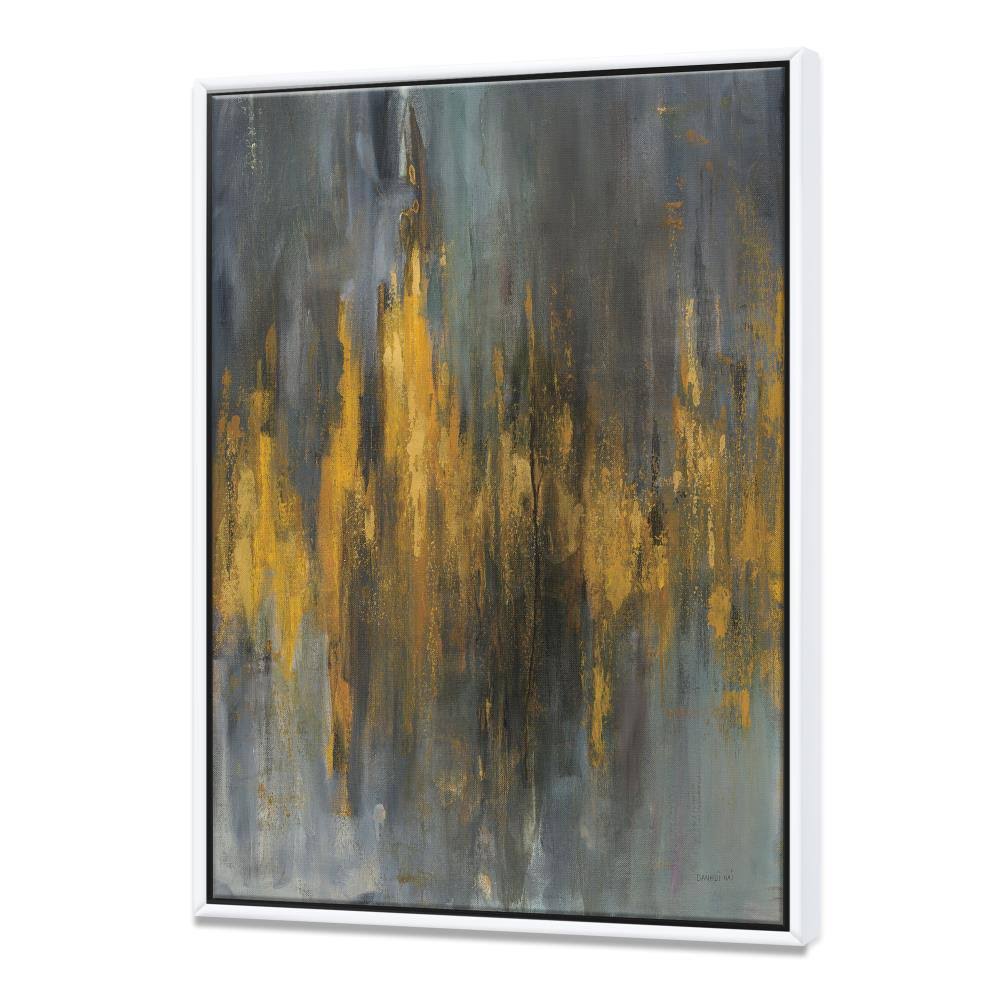 Black and Gold Abstract Framed Canvas 16 inch x 32 inch O762039