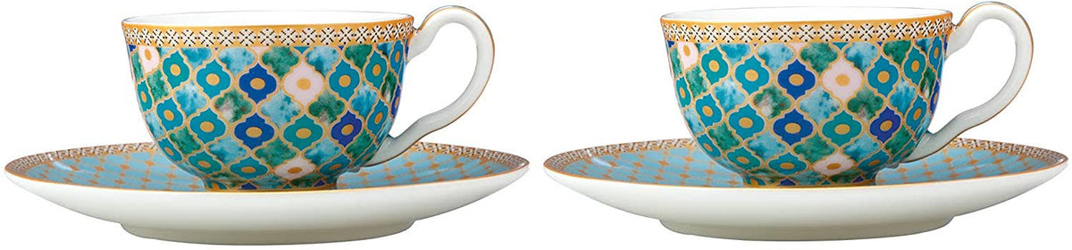 Mint Green Porcelain Espresso Cups and Saucers Set of 2 A120