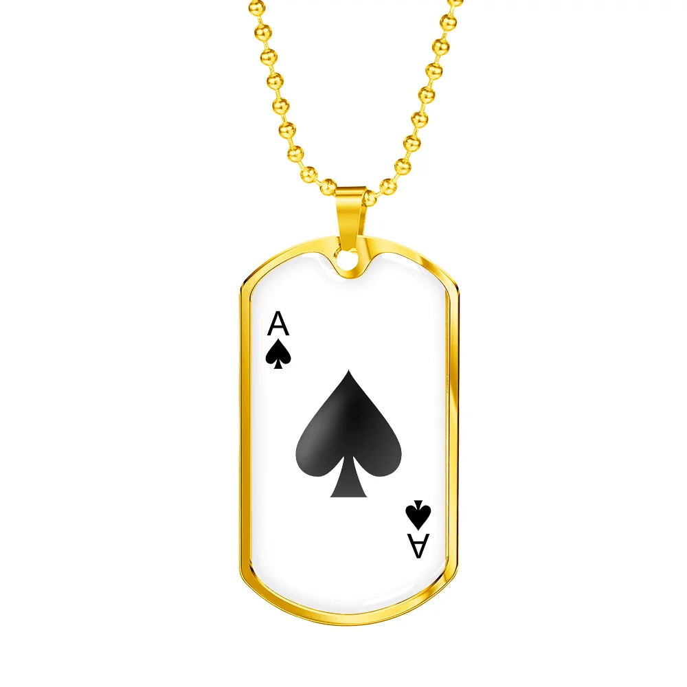 White Stainless Steel or 18k Gold Dog Tag Necklace I287478