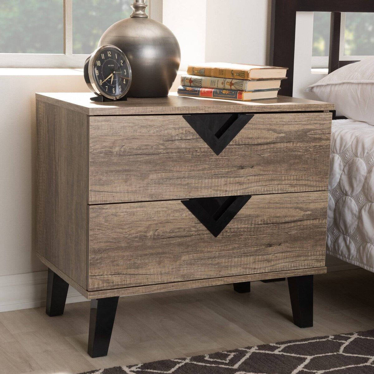 Wood 2 Drawer Nightstand P648009