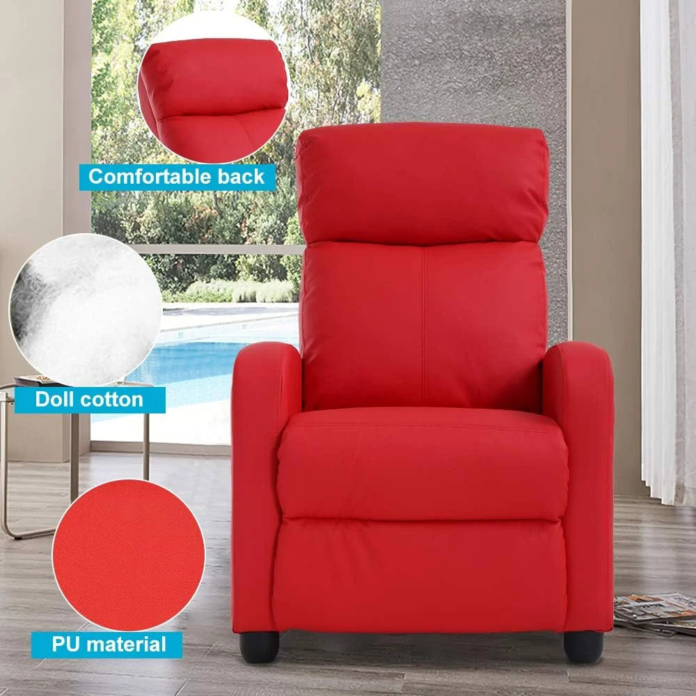 Red PU Leather Recliner Chair with Footrest C642