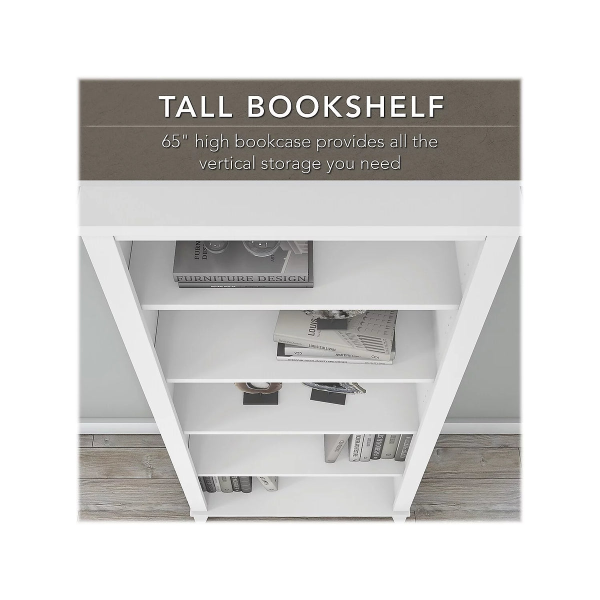 White L Shaped Desk with Hutch and Bookcase T837