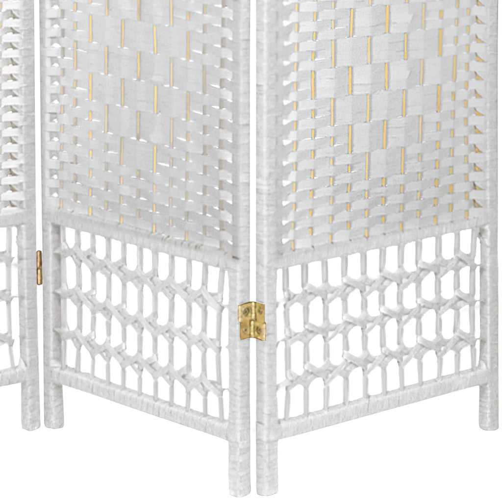 White 3 Panel Fiber Weave Room Divider R8020