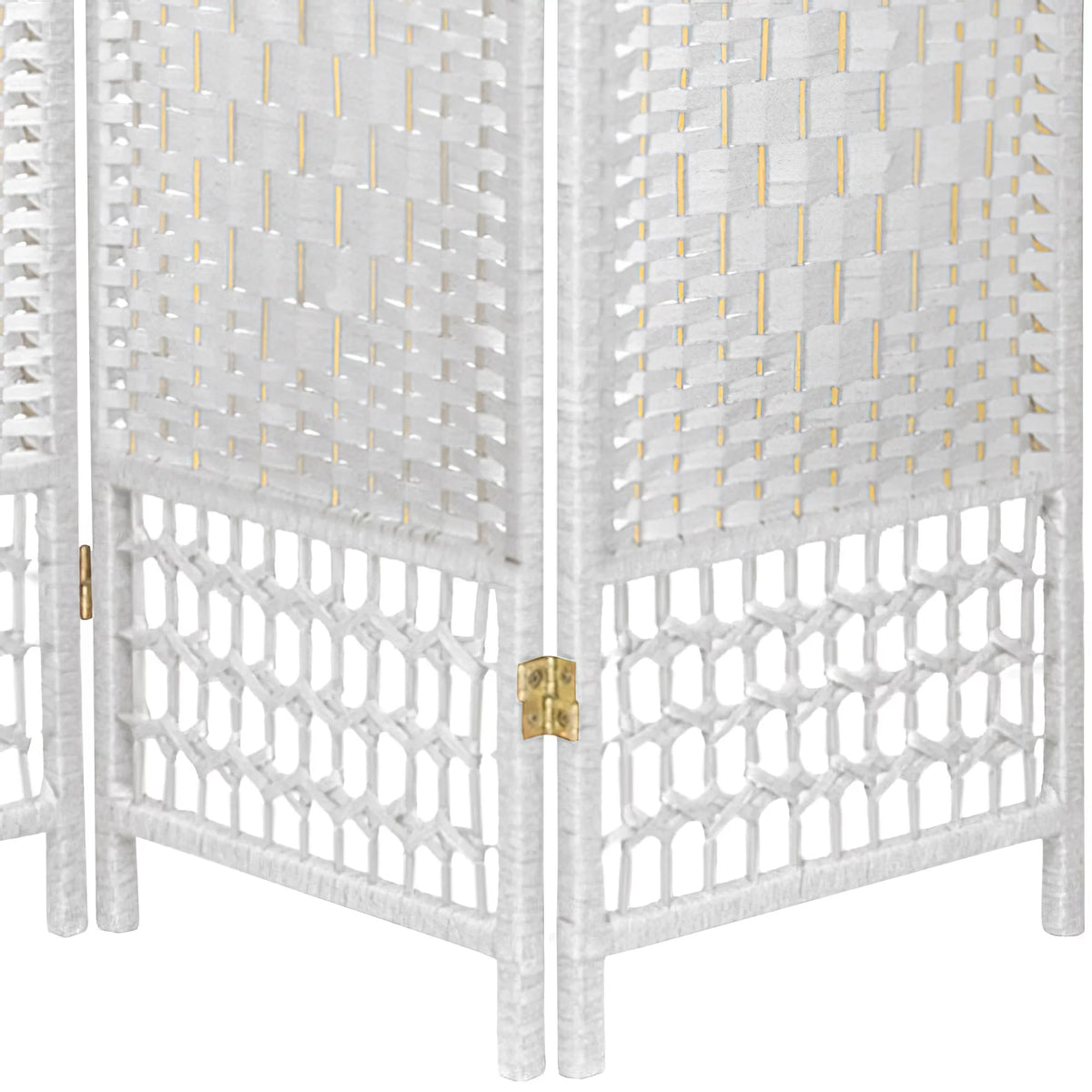 White 3 Panel Fiber Weave Room Divider R8020