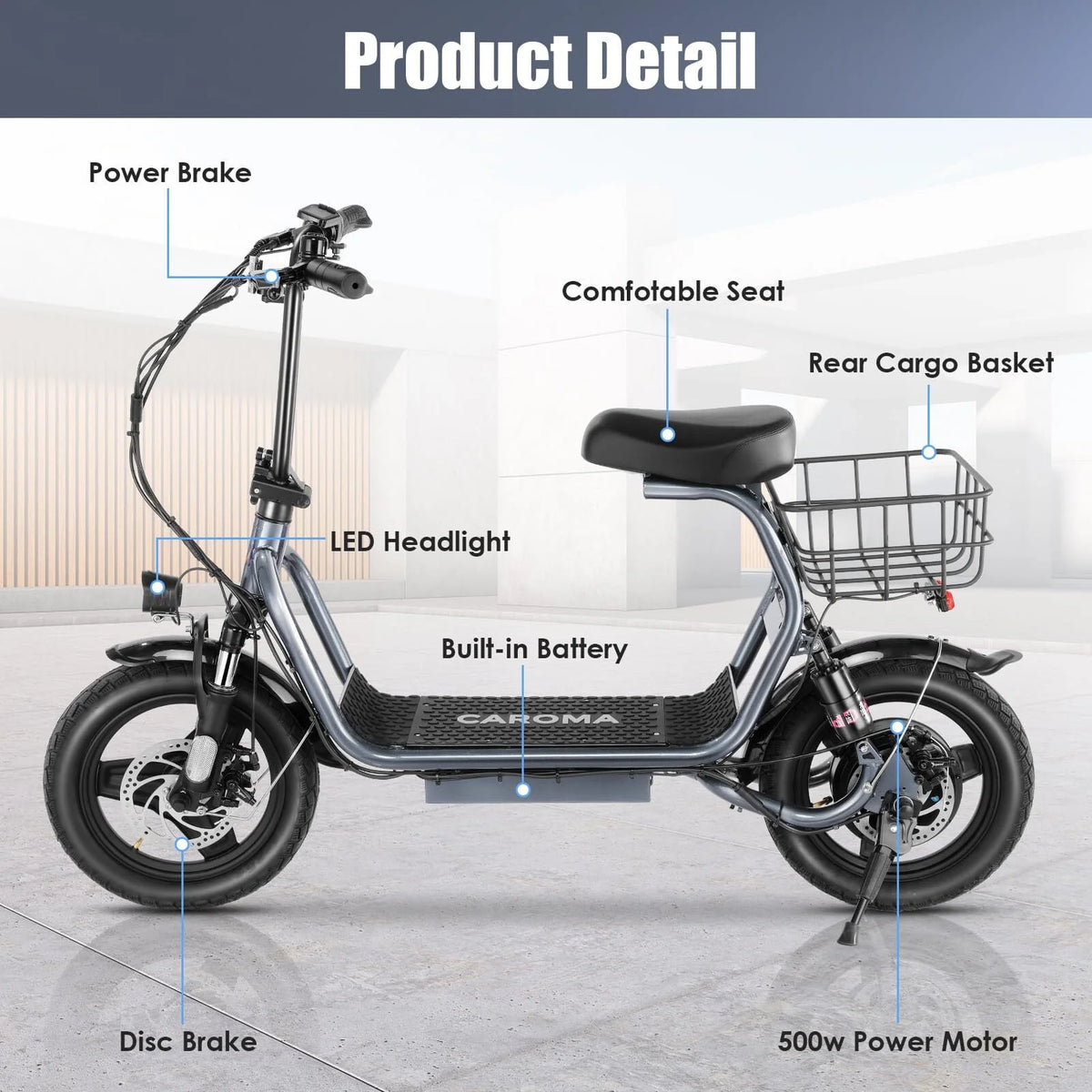 Electric Scooter 500W 25Miles 20Mph White Z33893