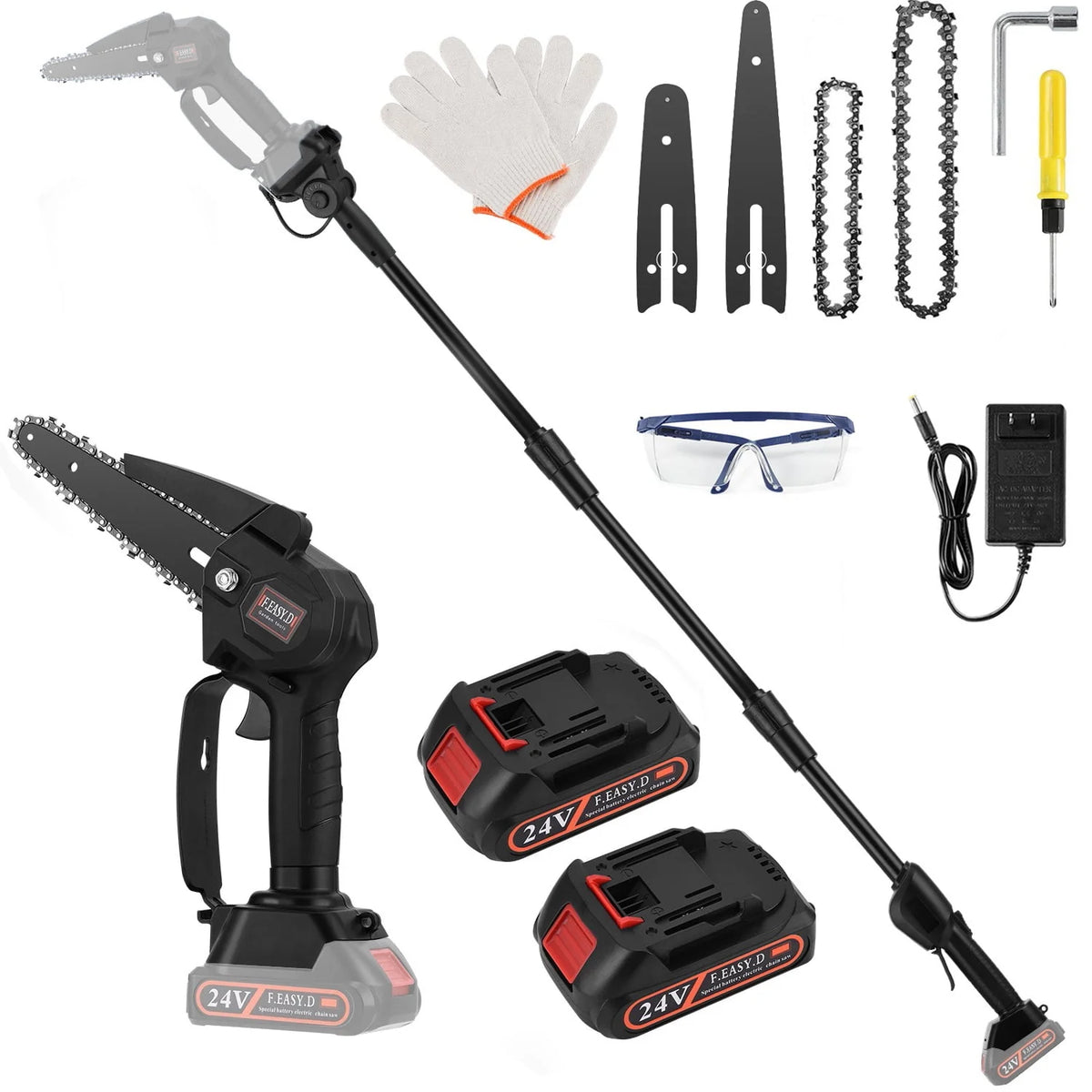 2-in-1 Cordless Pole Saw and Mini Chainsaw with 2 Batteries I5775