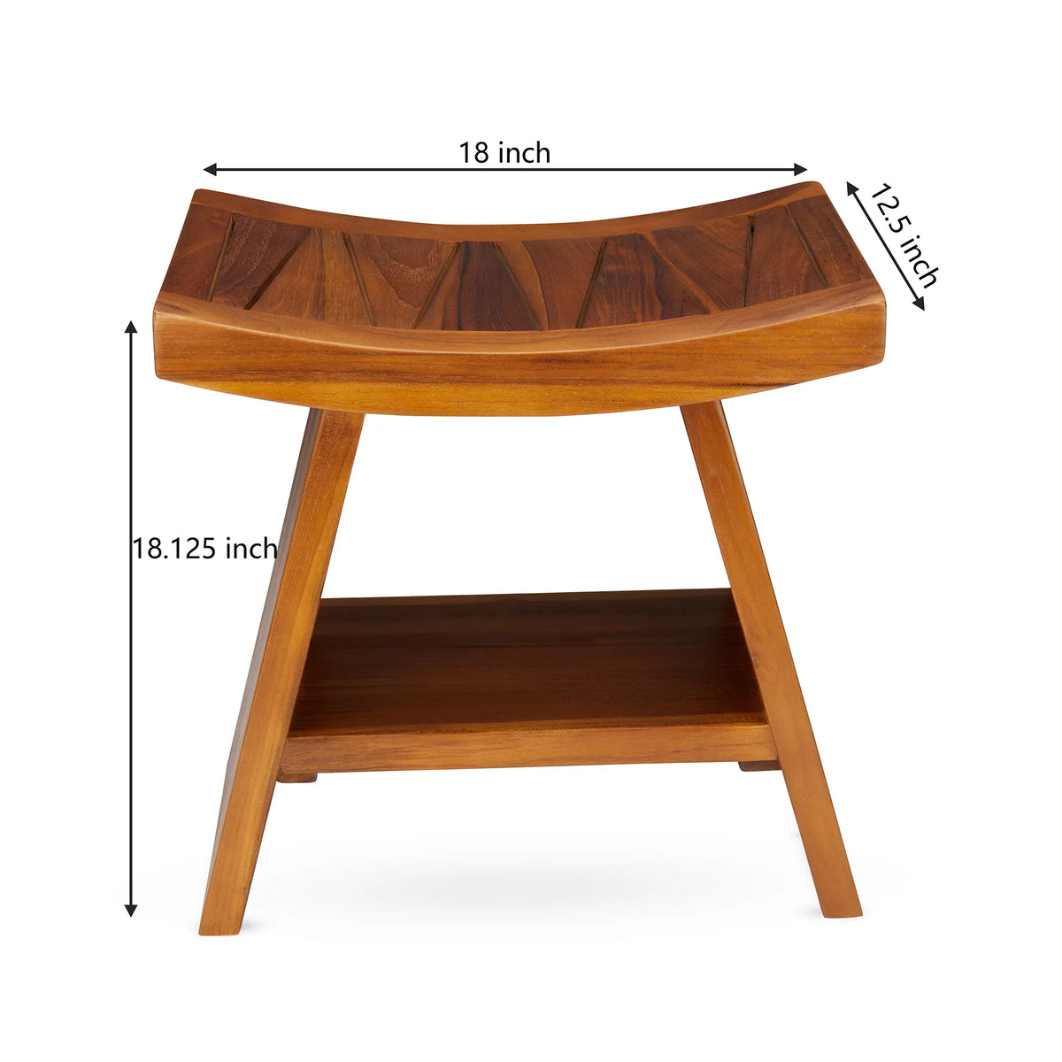 Teak Shower Stool with Shelf J135049