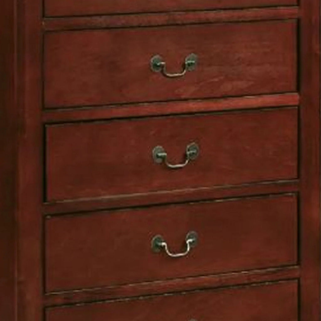 Cherry Brown 5 Drawers Pine Wood Dresser Chest Q707