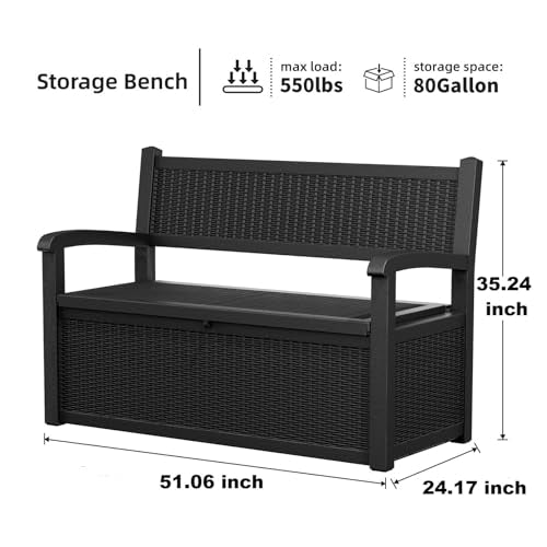 75 Gallon Black Storage Bench Deck Box I3421